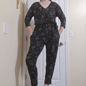 Allison Joy Black and White Speckled Jumpsuit
